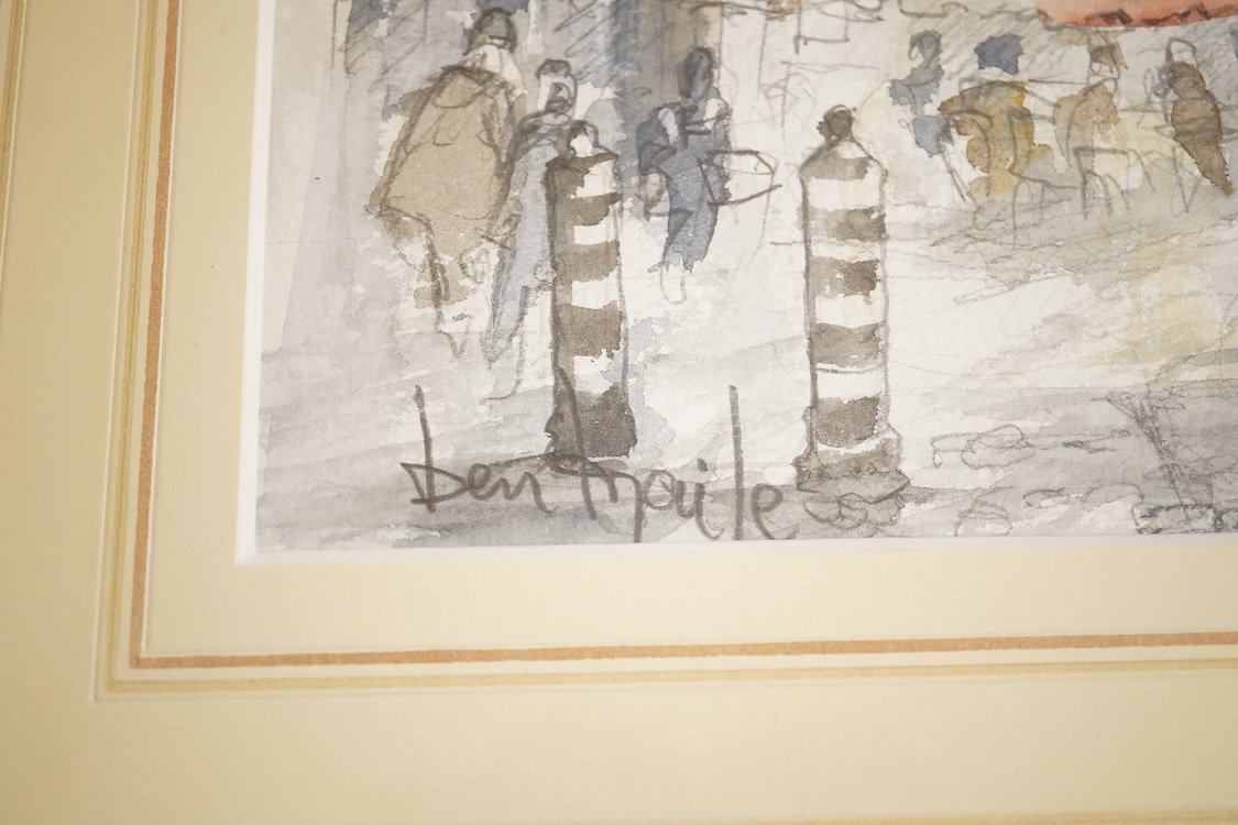 Ben Maile (1922-2017), Horse Guards and a Street Scene, each signed, two watercolours, largest 26 x 17cm